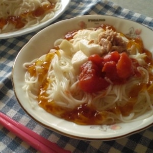 そうめんがキラキラ☆トマトそうめん☆デコ盛り